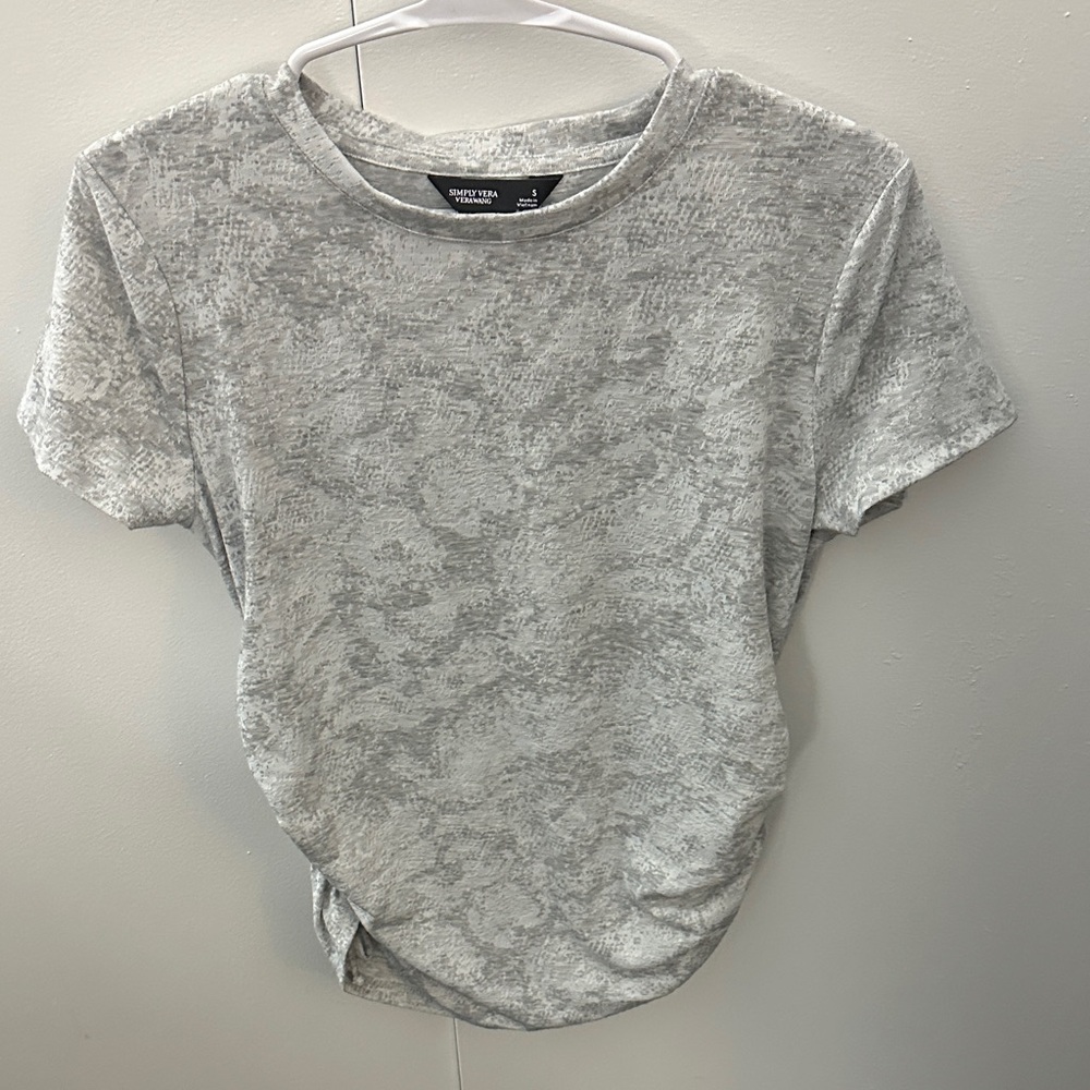 Women’s Simply Vera Vera Wang Gray/White short-sleeve Top Size Small